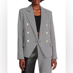 Steve Madden Naomi Houndstooth Double Breasted Blazer